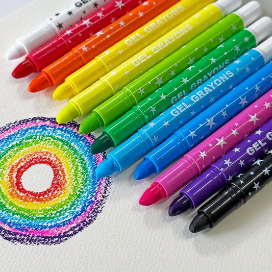 12pcs Colored Gel Crayons Twistable Set for Coloring Painting