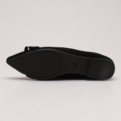 Pointed Toe Flat Shoes with Metallic Buckle - Versatile Work Shoes