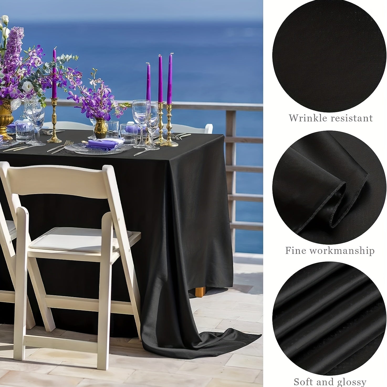 Satin Solid Tablecloth Rectangular Bright Silk Smooth Table Cover