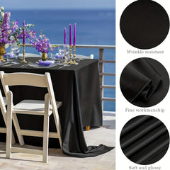 Satin Solid Tablecloth Rectangular Bright Silk Smooth Table Cover