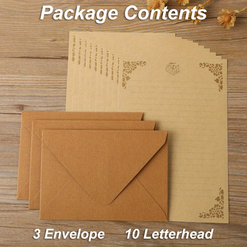 Vintage Stationery Set: 6 Burlap Envelopes & 10 Writing Papers