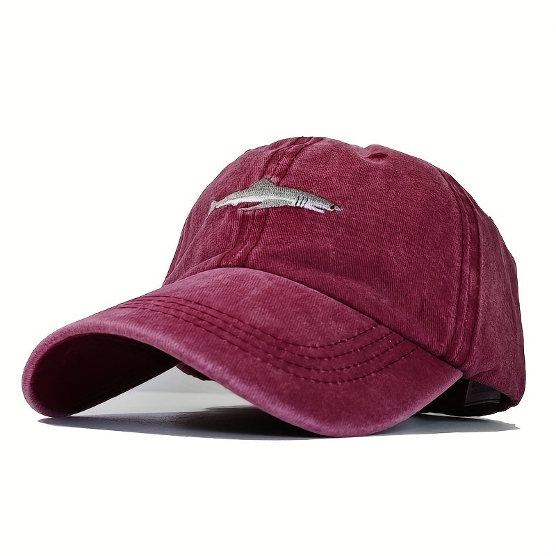 Embroidered Shark Baseball Cap Peaked Cap For Sports