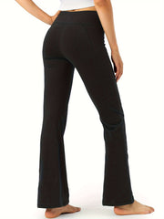 Flared Legs Yoga Pants High Waist With Pocket High Stretch