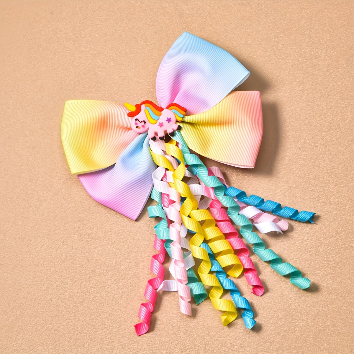 Girls Rainbow Bowknot Tape With Unicorn Charm
