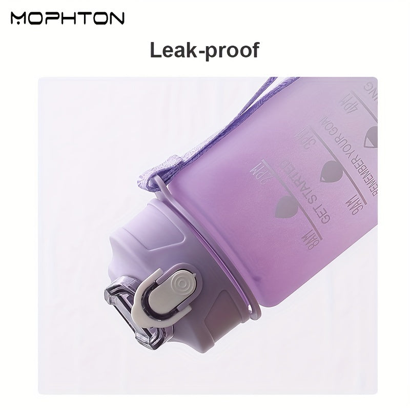 32oz Gradient Water Bottle with Time Scale Straw Leakproof Fitness Outdoor Sport