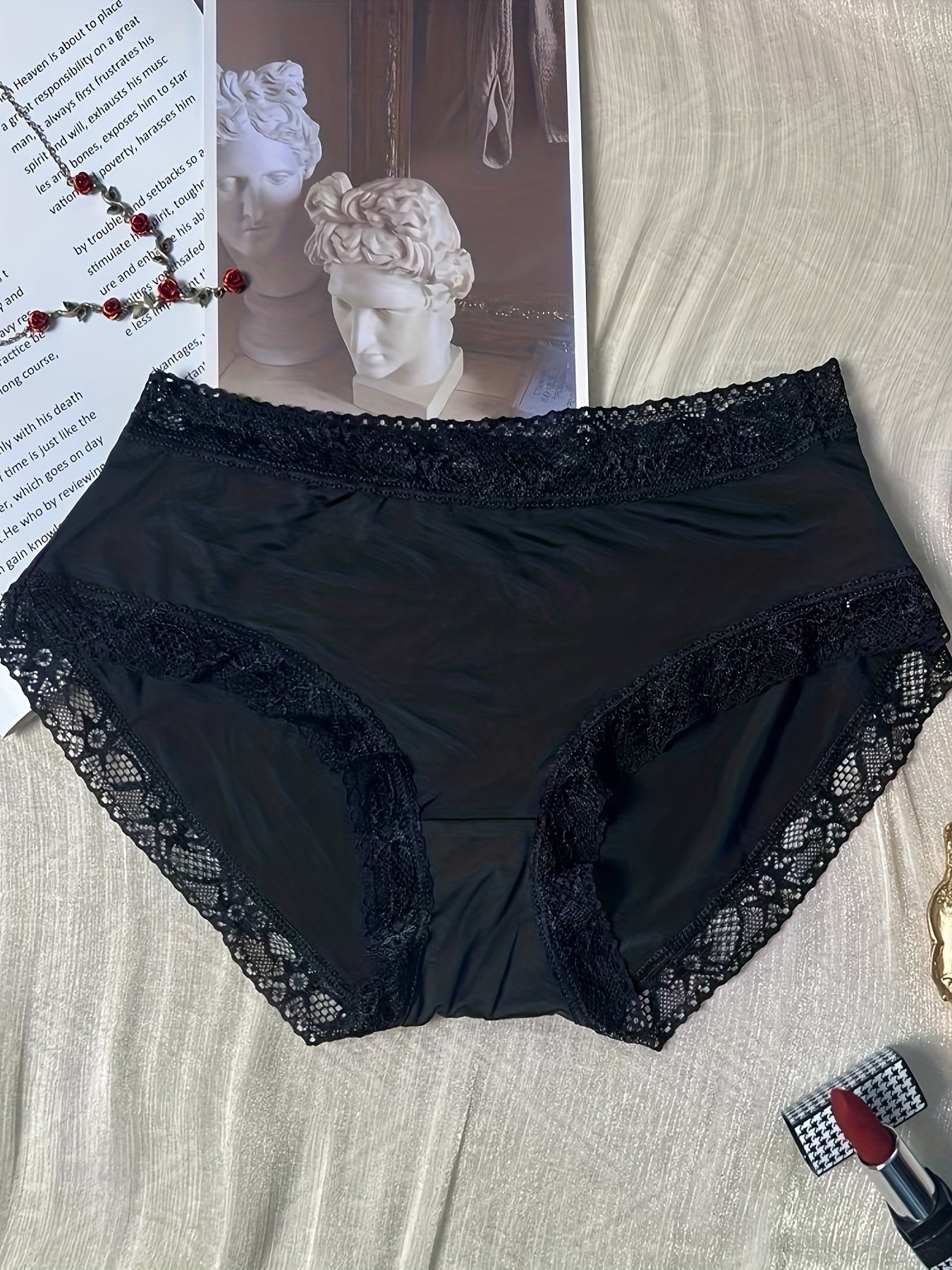 3pcs Stretchy Intimates Panties Breathable Solid Briefs Women's Lingerie