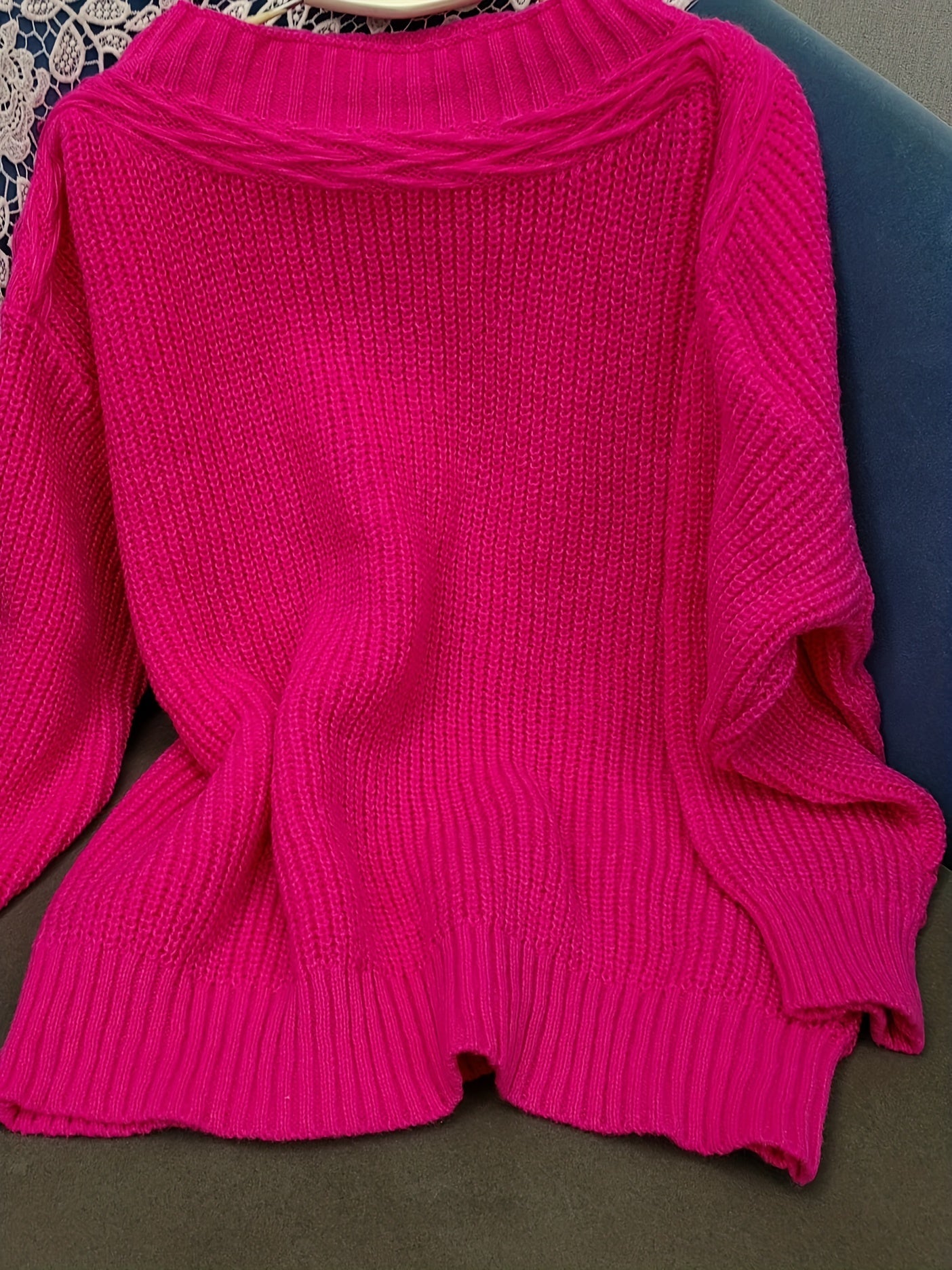 Waffle Pattern Off Shoulder Sweater