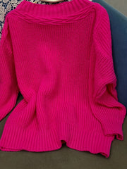 Waffle Pattern Off Shoulder Sweater