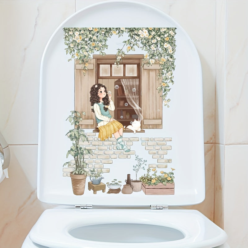 Home Decor Wall Sticker Toilet Sticker Bathroom Toilet Lid Sticker