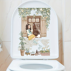Home Decor Wall Sticker Toilet Sticker Bathroom Toilet Lid Sticker