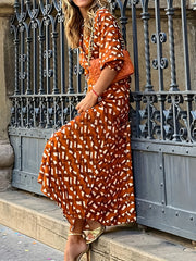 Plus Stripe Print V-Neck Maxi Dress