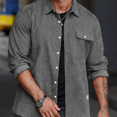 Men's Casual Lapel Shirt Button Up Long Sleeve