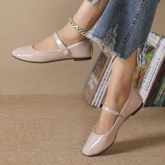 Women's Square Toe Patent Leather Mary Jane Flats