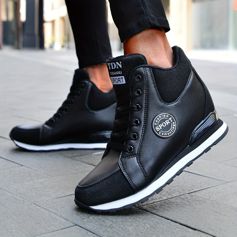 Women's High Top Sneakers Lace Up Shoes Height Increasing