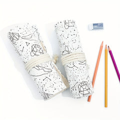 Canvas Pencil Bag Roll 72 Holes Creative Stationery Box