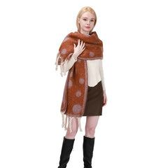 Boho Polka Dot Scarf Winter Warm Tassel Shawl