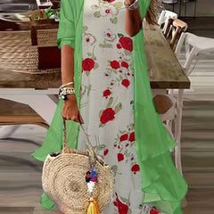 Floral Maxi Cami Dress & Cardigan Set