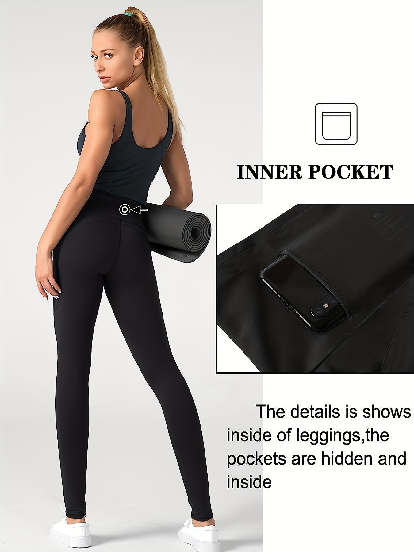 Sports Leggings Women's Plus Solid Pipping Wide Band Waist Skinny