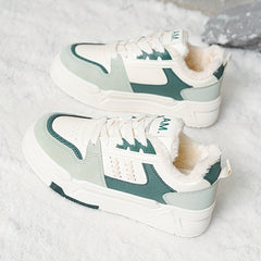Women's Winter Skate Shoes Faux Fur Lined Low Sneakers Lace up