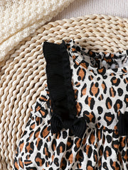 2pcs Newborn Leopard Print Romper & Headband Set