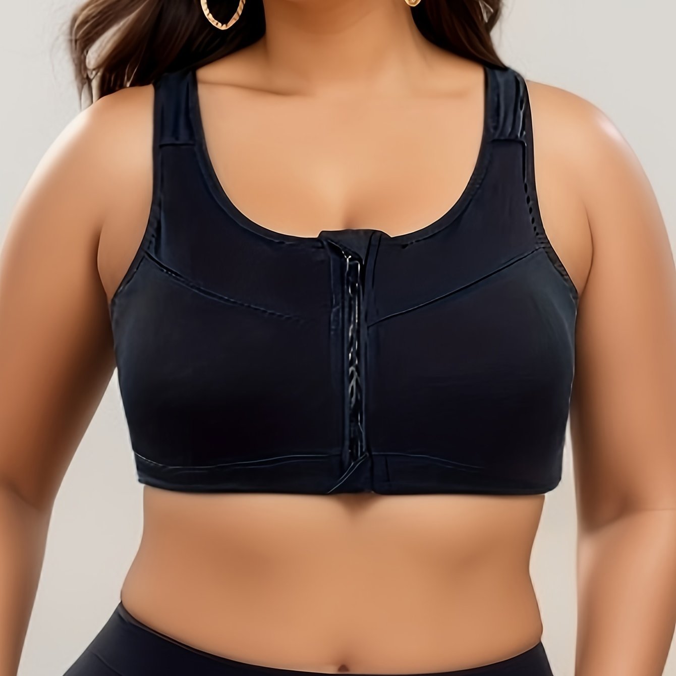 Zipper Front Sporty Bra High Stretch