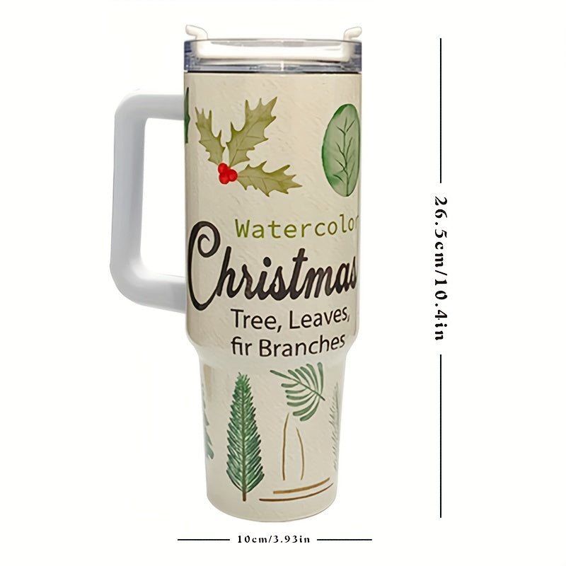 40oz Christmas Tumbler Cup w/ Handle & Straw Lid