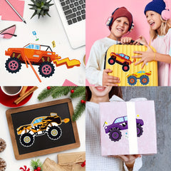 16pcs Monster Truck Stickers - 8 Designs Truck Party Favors for Birthday Party