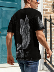 Skull Print Men's Graphic Crew Neck Active T shirt