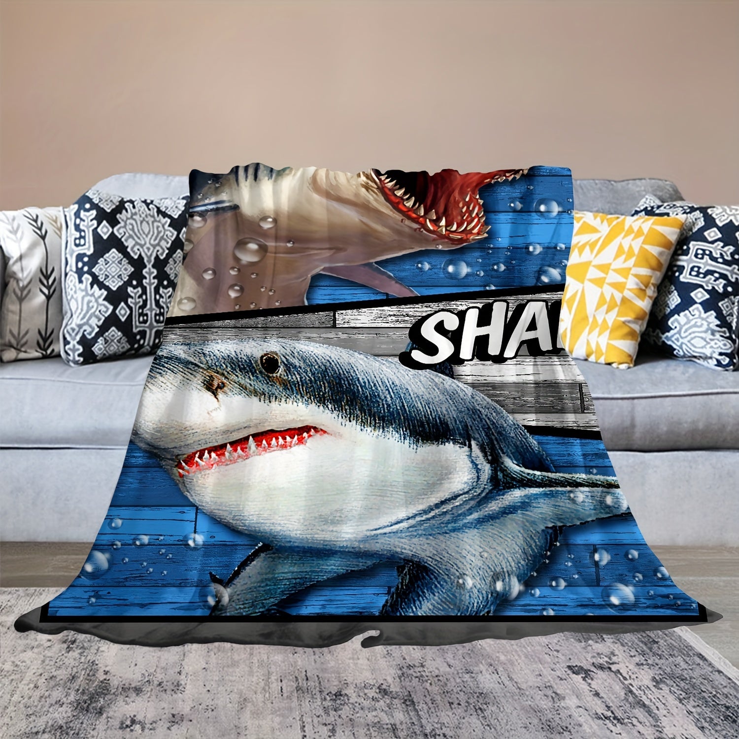 Creative Shark Blanket Soft Comfortable Flannel Throw Blanket For Sofa Bed