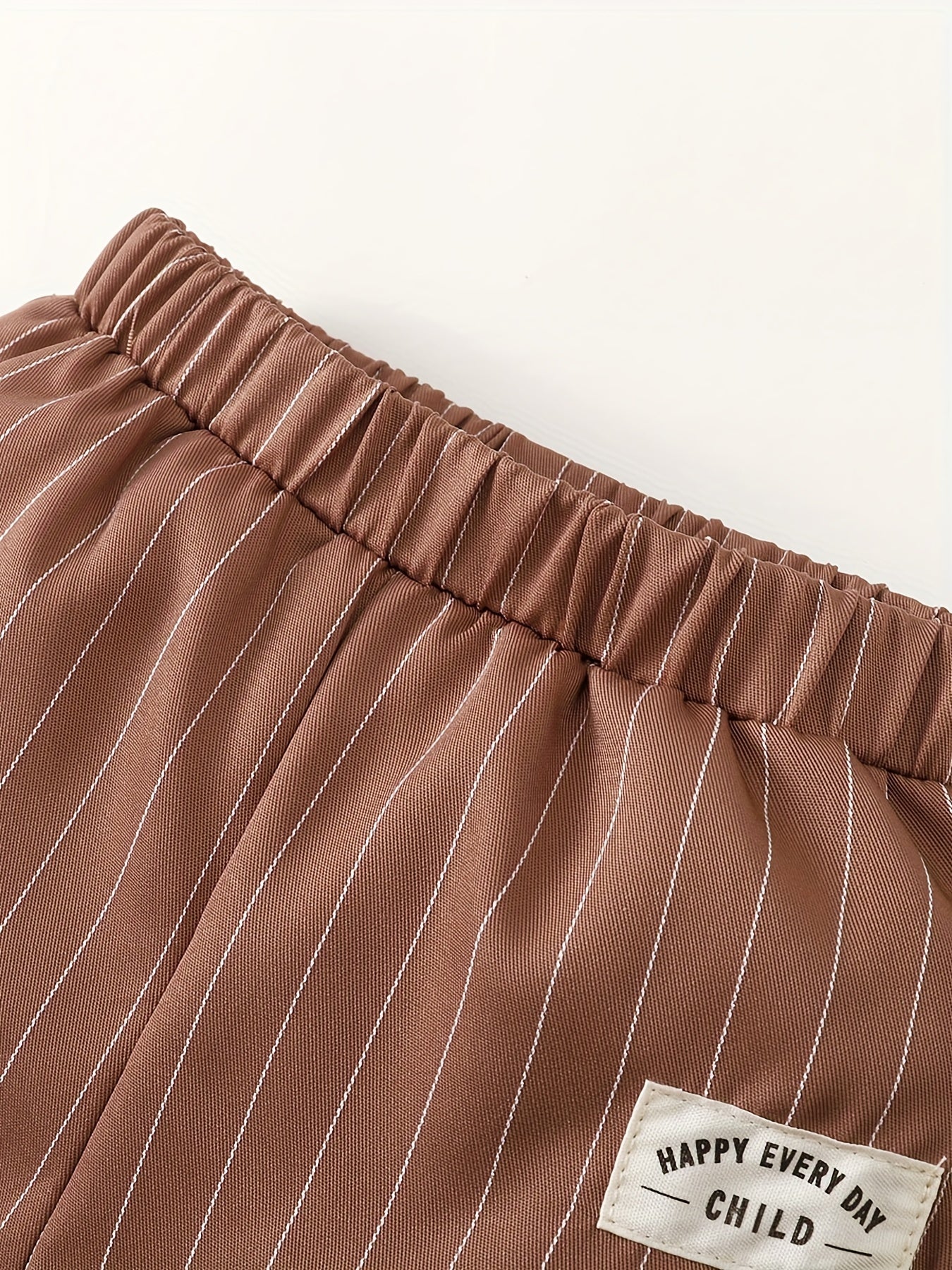 Boy's Mock Neck Shirt & Stripe Pattern Pants Set