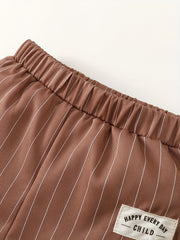 Boy's Mock Neck Shirt & Stripe Pattern Pants Set