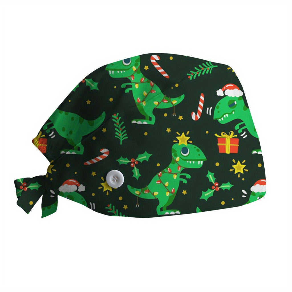 Cartoon Print Working Hat Casual Elastic Nurse Hat Women Scrub Cap