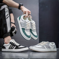 Men's Ear Of Wheat Print Lace Up Sneakers - Outdoor Walking Shoes