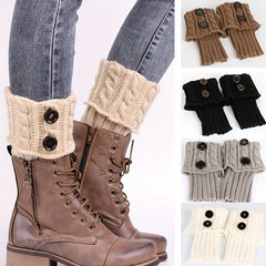 Women's Button Twist Knitted Leg Warmer Winter Warm Boots Cuffs