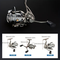 1pc Stainless Steel Spinning Reel 5.7:1 Gear Ratio Fishing Tackle