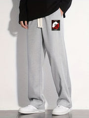 Rose Pattern Joggers Men's Casual Loose Fit Drawstring Pants Spring Summer