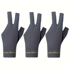 3pcs Billard Glove for Left Hand, Elastic and Anti-Slip Palm