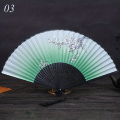 Plum Blossom Folding Fan Gift Summer Silk Fan