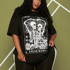 Halloween Skull Print Short Sleeve Sports Top Gym Tee