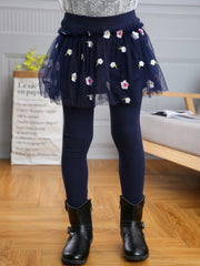 Girls Floral Print Tutu Skirt with Safety Shorts for Dance Party