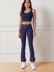 High Waist Flare Leg Yoga Pants with Pocket