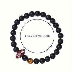 Rugby Beads Decor Adjustable Bracelet Unisex Stretch Sports Wristband