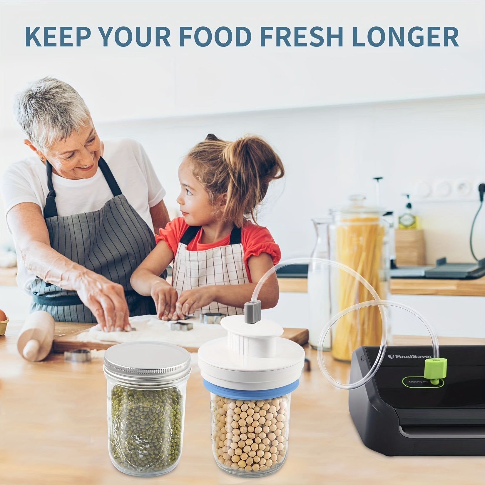 Food Saver Vacuum Sealer Jar Sealer Kit for Canning, Regular & Wide Mouth Jars