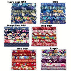 6pcs Navy Red Purple Bronzing Printed Cotton Fabric for DIY Sewing Scrapbooking