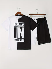 Men's 2 Piece Outfits T-shirt & Casual Shorts Set - Summer Clothing