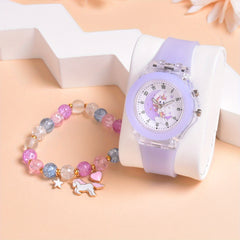 Moon & Unicorn Quartz Watch Set with Beaded Bracelet