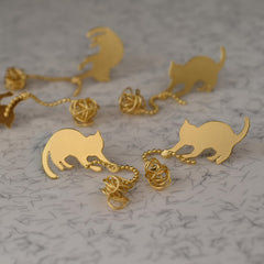 Cat Shape Pendant Stainless Steel Earrings for Kids