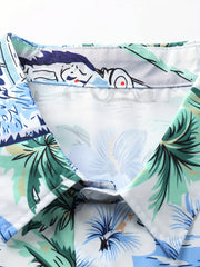 Tropical Tree & Flower Print Hawaiian Shirt