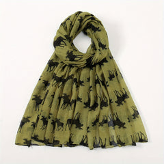 Animal Printed Yarn Scarf Long Sunscreen Shawl Breathable Warm