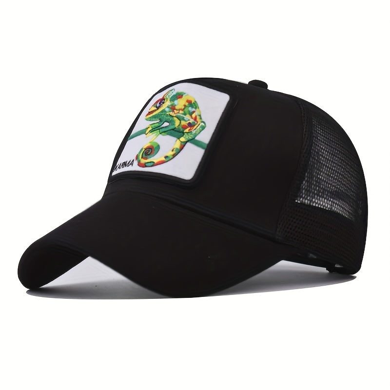 Lizard Embroidery Patch Baseball Cap Unisex Mesh Trucker Hat